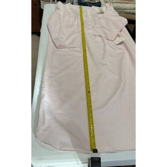 Miss Elaine Brushed Back/Satin Nightgown/LongSleeve/ Blush Pink w/Embroidery NWT - Picture 10 of 16